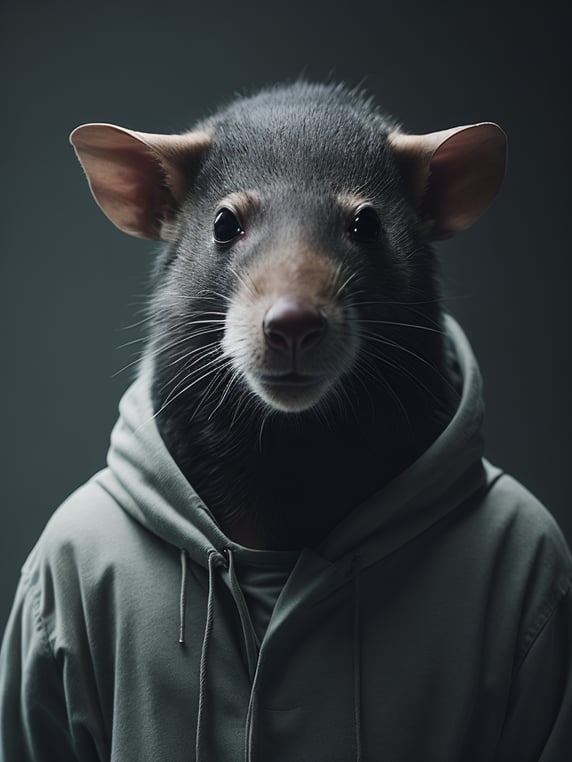 a man with a rat head