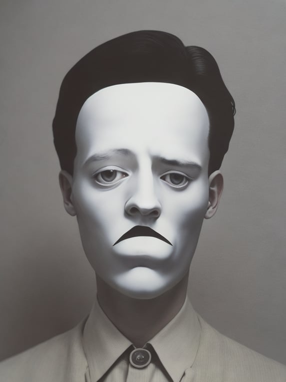Creepy white face by rene magritte