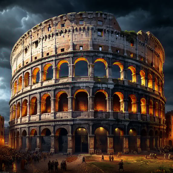 Paint Rome Colosseum in halloween style, high details