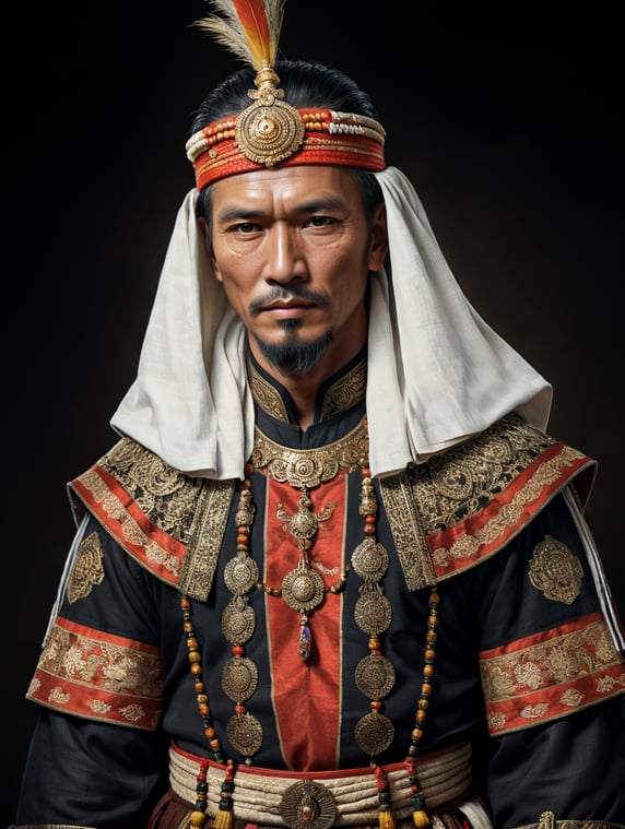 portrait of a man in Nanai national dress