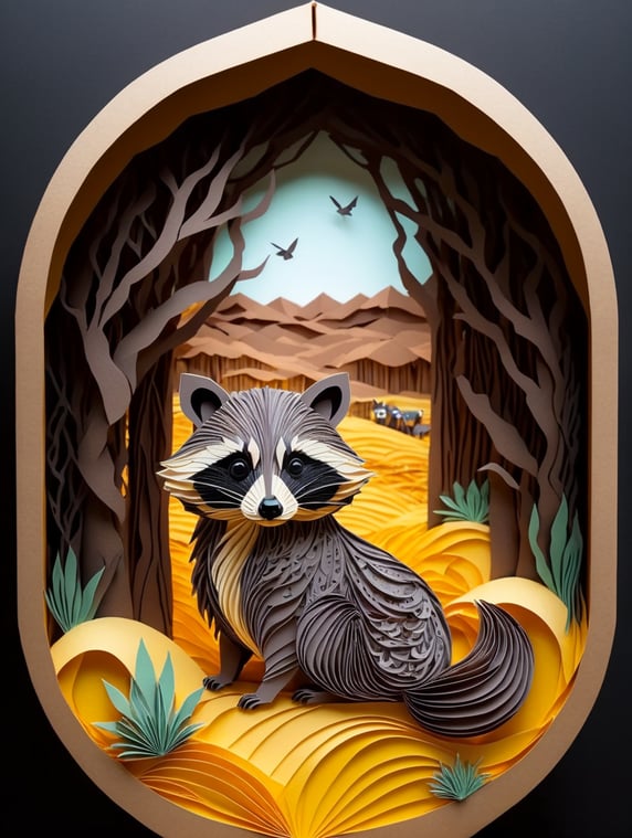 racoon in a desert country and western setting