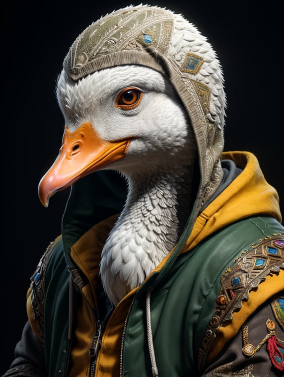 goose in hoodie; гусь в худи