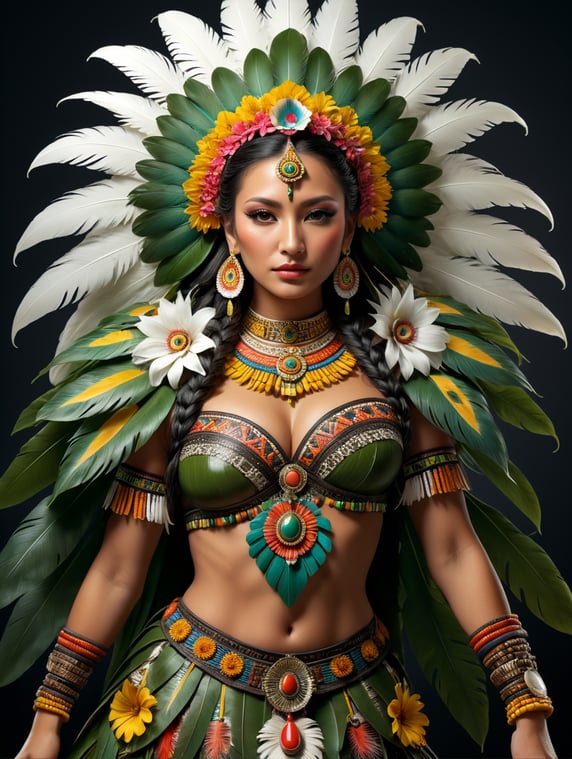 Xochiquetzal, (Nahuatl: “Precious Feather Flower”) Aztec goddess of beauty, sexual love, and household arts, who is also associated with flowers and plants. According to Aztec mythology, she came from Tamoanchán, the verdant paradise of the west. FULL BODY From head to toe include skirt and shoes