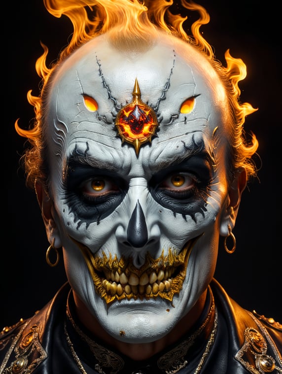 salvador dali halloween makeup ghostrider portrait; salvador dali halloween makup ghostrider portrait