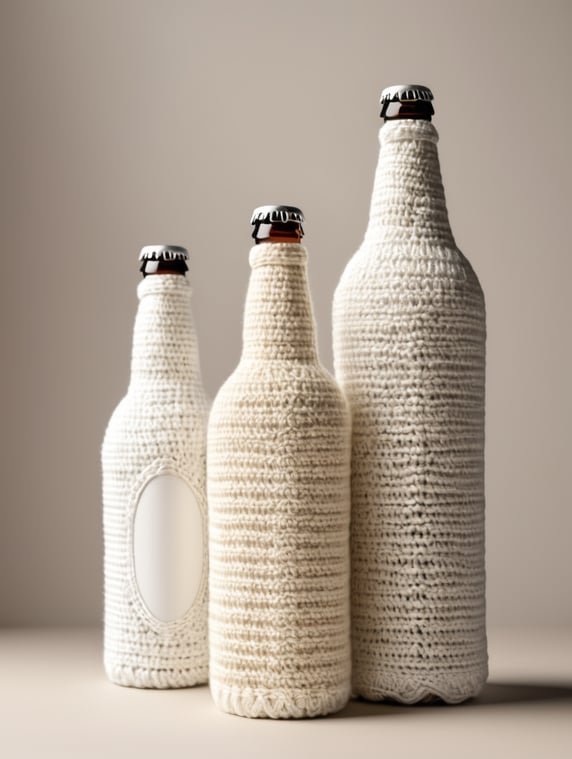 crochet beer bottle white colours, mockup, mock up