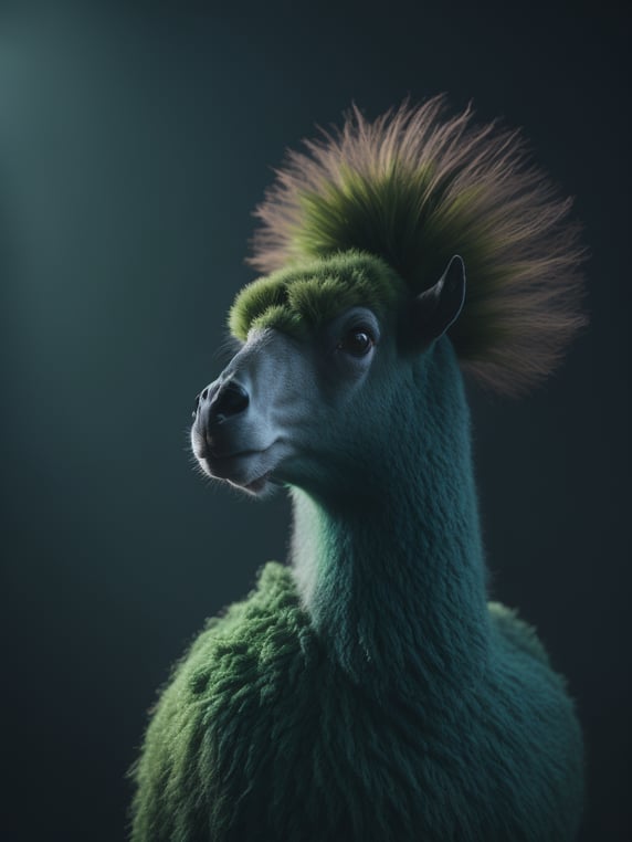 Knitted green lama