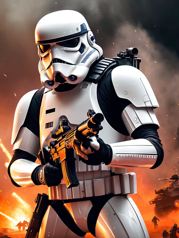 create a star wars story movie poser a stroomtrooper, dressed in Call of Duty
