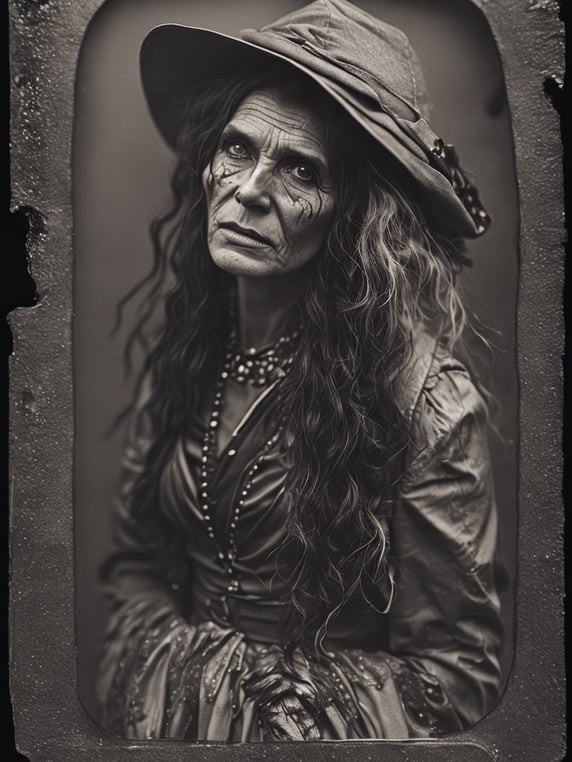 a wet plate photograph of a old witch