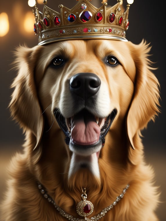 golden retriever with crown and jewels as a vinyl toy