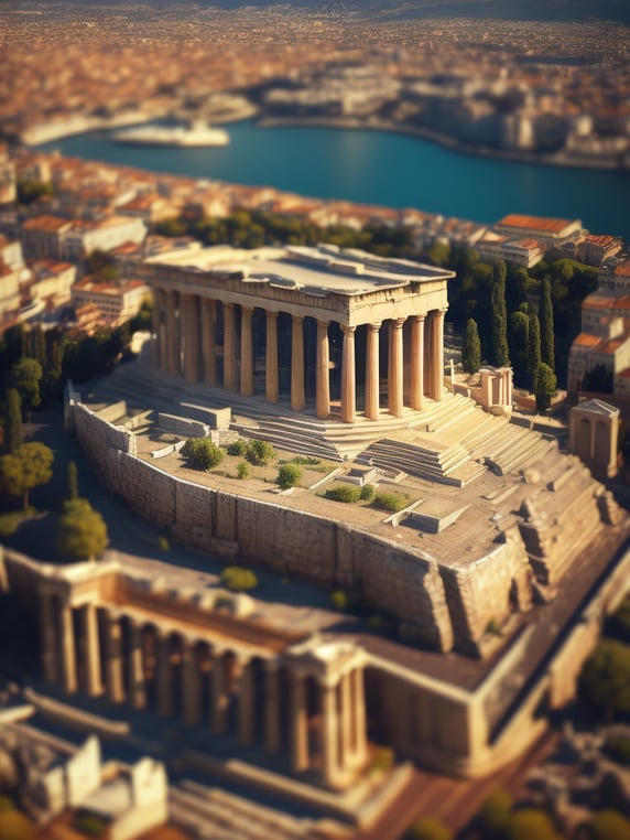 tilt shift photography acropolis depth of view tilt shift effect sunny stunning architecture cityscape urban photography greek landmarks photographic art athens