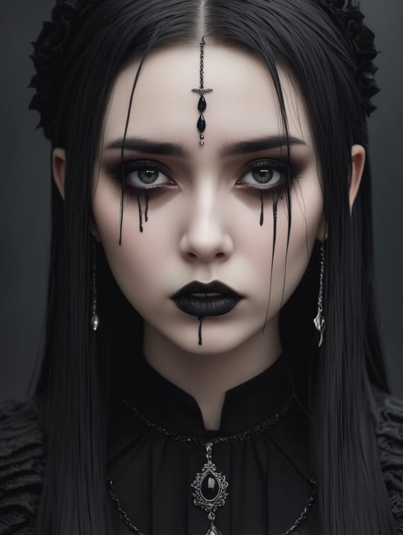 girl cry dark goth, dark background