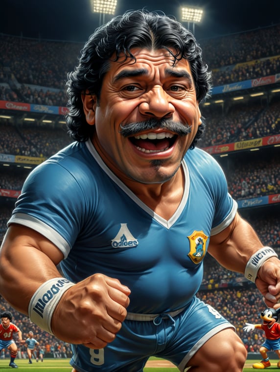Diego Armando Maradona as A cartoon character, such as Mickey Mouse, Bugs Bunny, or Homer Simpson.