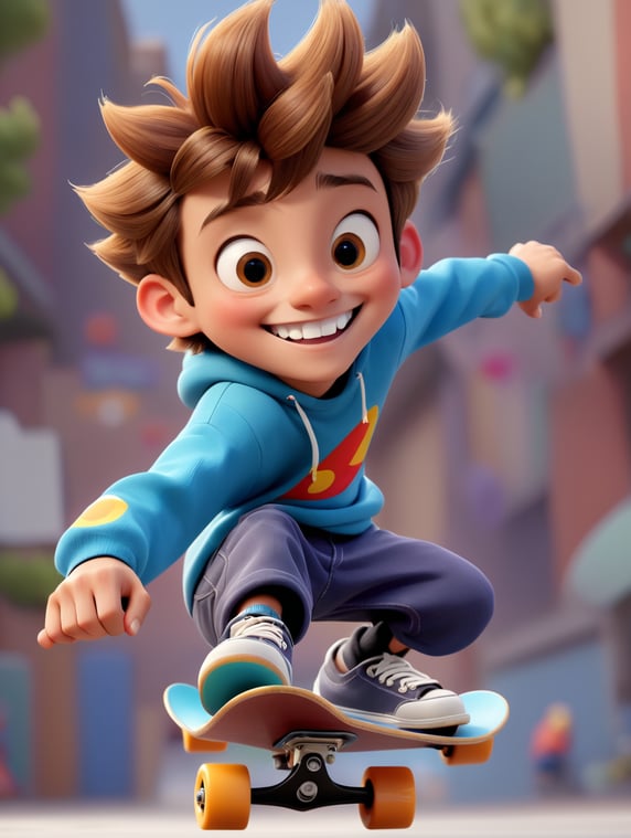 Anime 28 years old skateboarder character Rolling and laughing