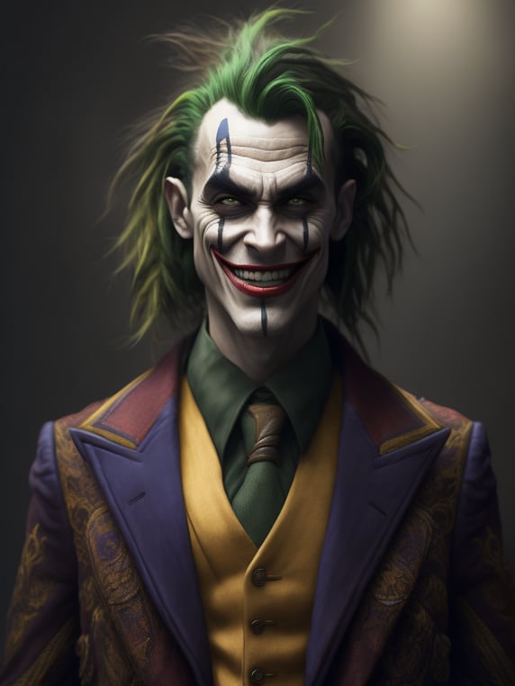 Rasta joker, portrait, highly detailed, beautiful, model pose, cinematic, movie still, by greg rutkowski and mandy jurgens and diegokoi