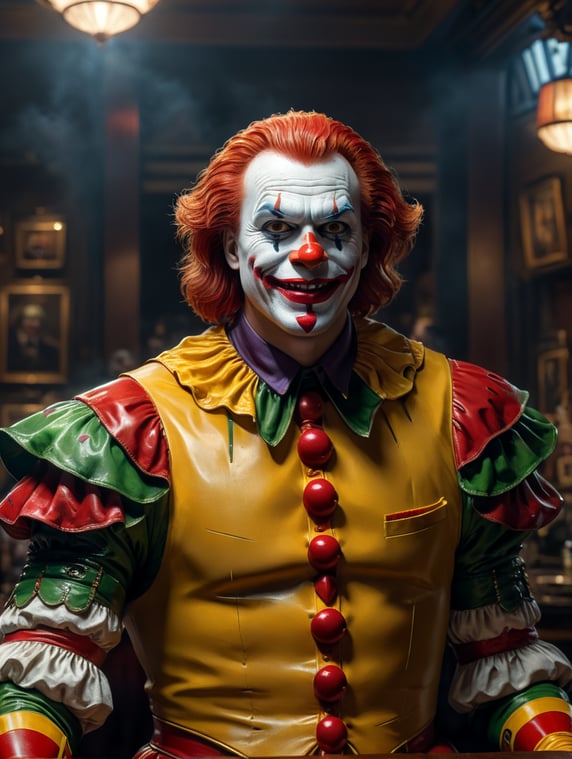 Ronald McDonald with a face of a Joker