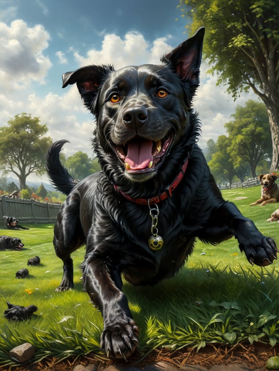 Black dog rolling on his back on the grass looking happy