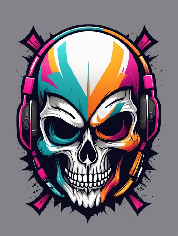 Vector punk skull mascot logo, bright colors, Skull Gaming Logo, vector image