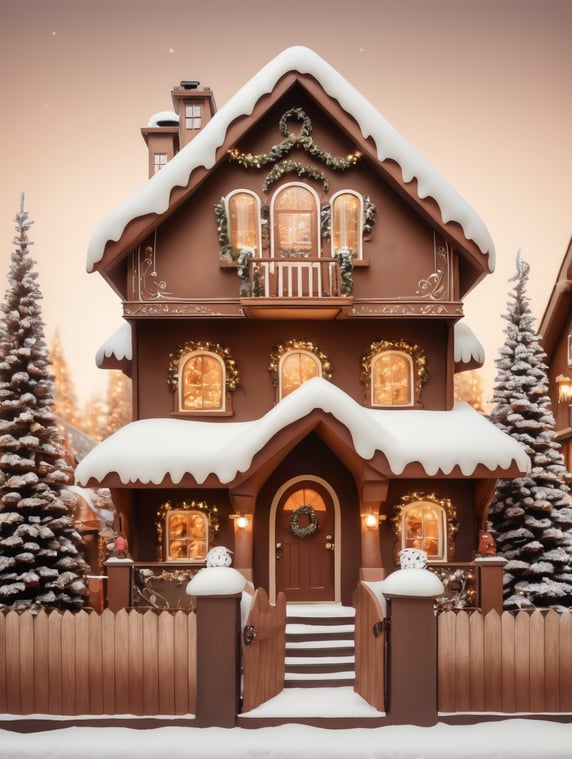 Beautiful brown big shiny funny santa clause house