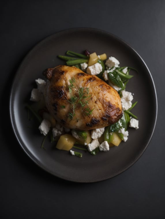 Chicken and Goat Cheese dish, photo, top view
