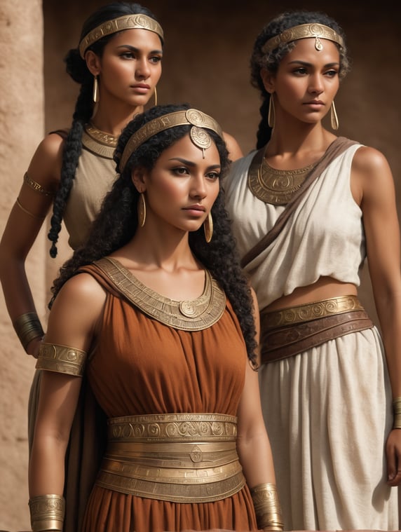 Adult ancient women of Mixed Etruscan Roman Half Ancient Greek decent mixed women