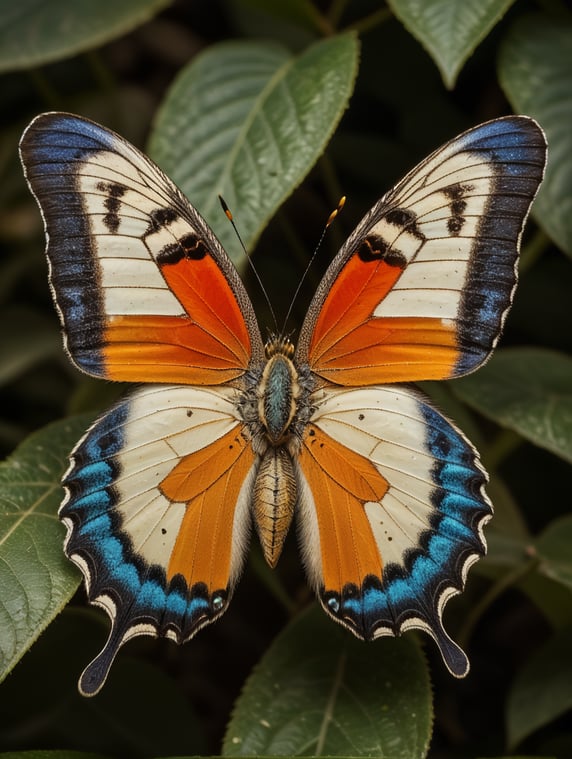 highly detailed surreal macro image of a butterfly with wings made from wallcoverings