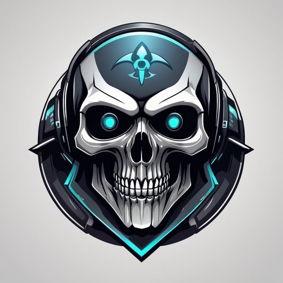 Skull Gaming Logo, futuristic reaper logo, vector image