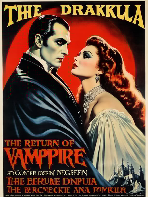 Majestic Drakula, "the Return of the Vampire" text on poster