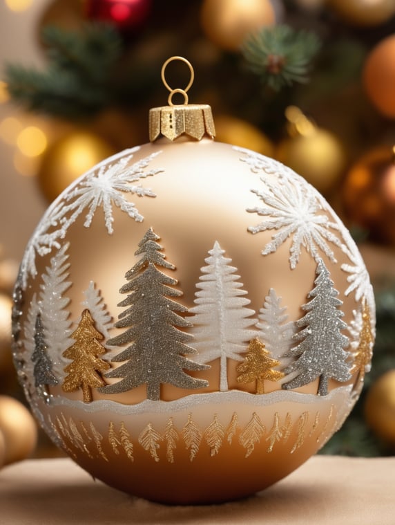 golden christmas tree ball with ornaments
