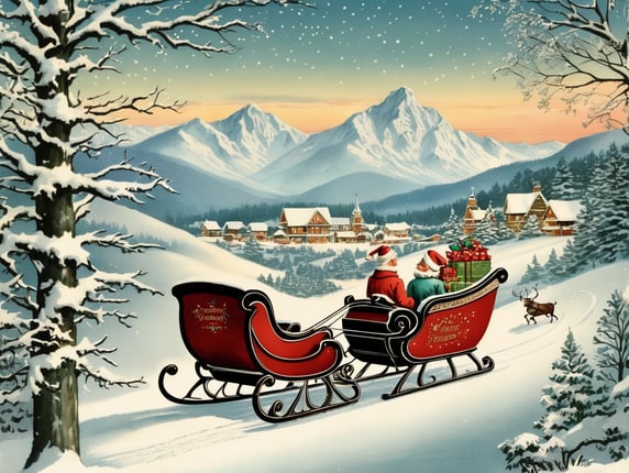 vintage Christmas postcard illustration