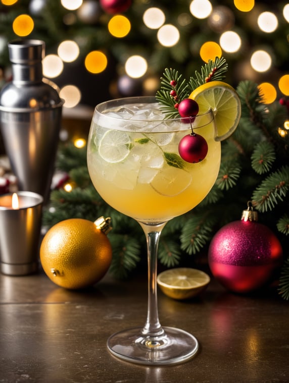 Festive Christmas Cocktail Premium Christmas gin cocktail, Christmas colours