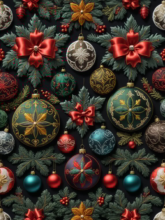 embroidery Christmas seamless pattern