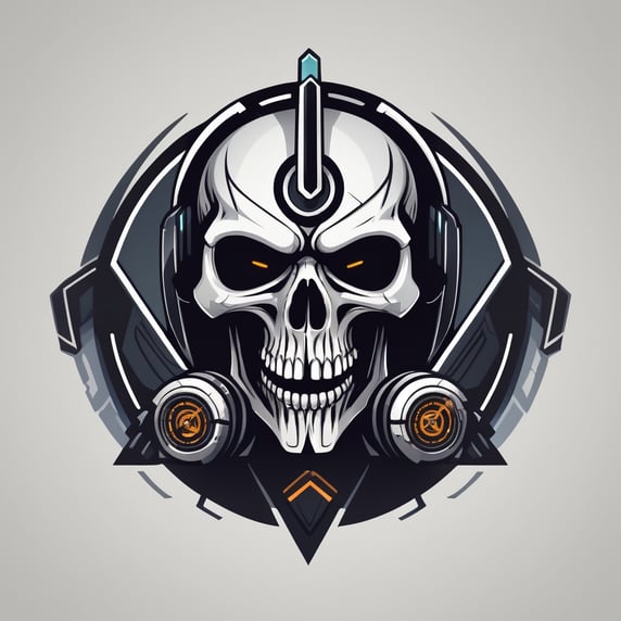 Skull Gaming Logo, futuristic reaper logo, vector image
