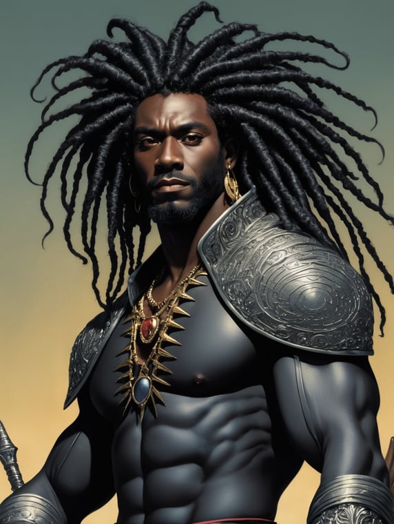 Spider king long black curly dreads dark-skinned black king 70s comic cover