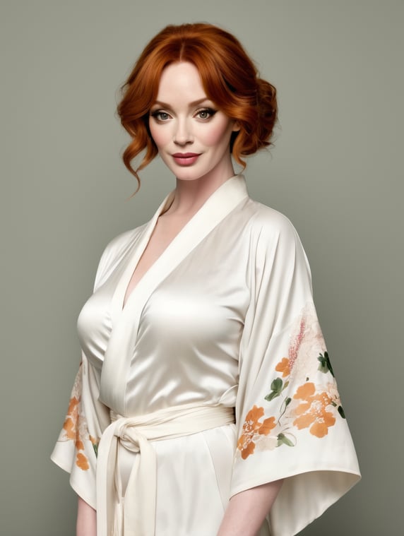 christina hendricks in white kimono