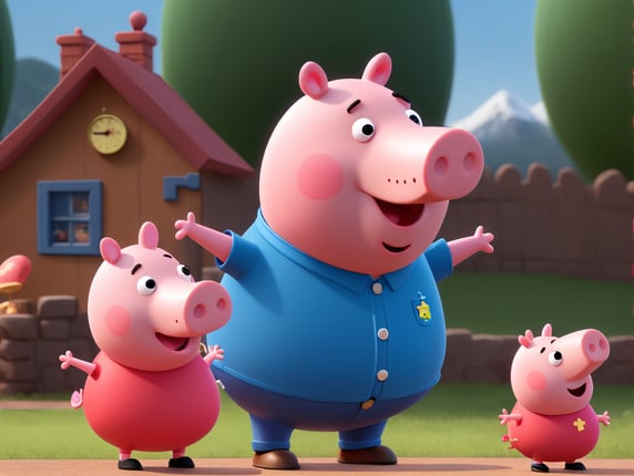 peppa pig the cartoon dad; peppa pig le papa du dessin animé