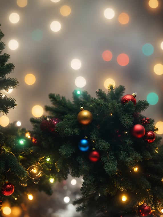 Christmas background with blurred color lights