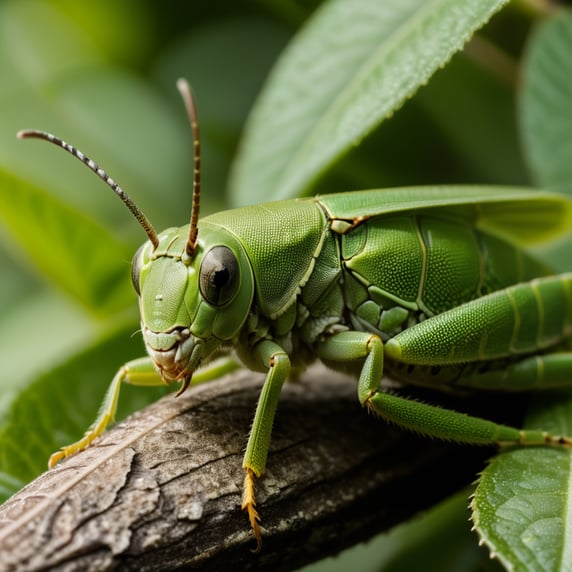 Cute green grasshopper