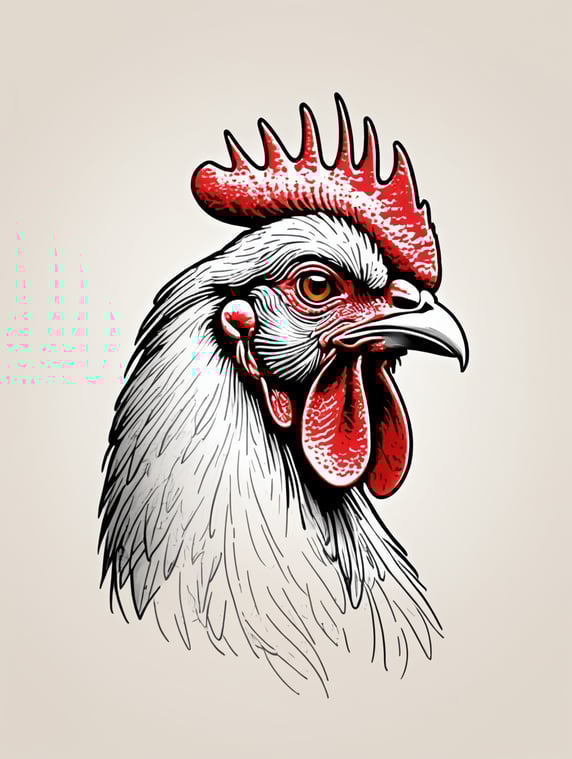make a logo with an sketch from a chicken . minimal . white background