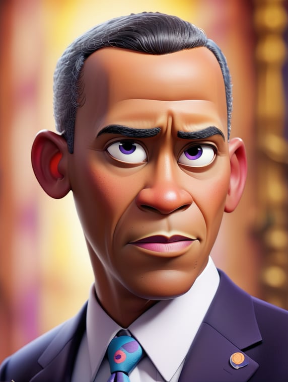 'Portrait of barack Obama, bright and saturated colors, elegant, highly detailed, vogue, fashion magazine, sharp focus, bright expressive makeup, dramatic lighting, depth of field, incredibly high detailed, blurred background'
