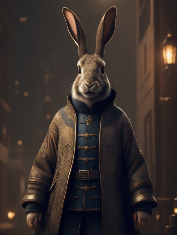 A rabbit in a chinese coat