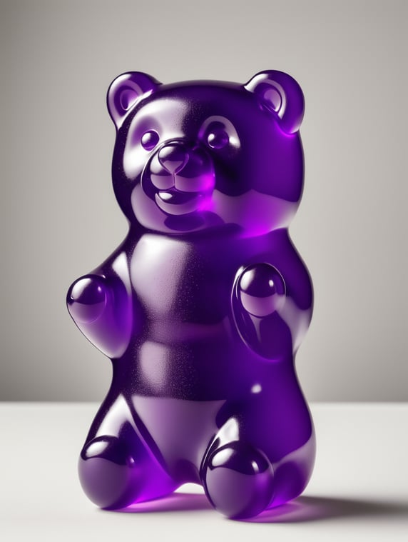 purple gummy bear on white background, silk screen