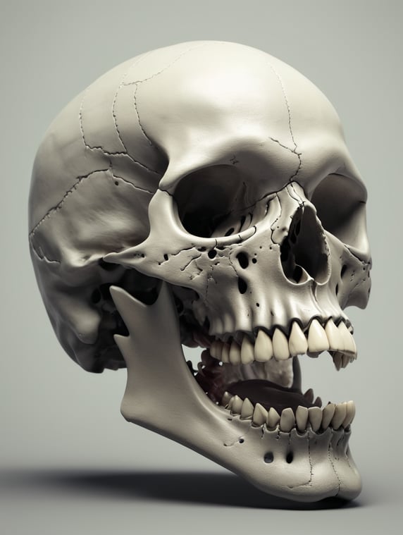 skull with unhinged jaw