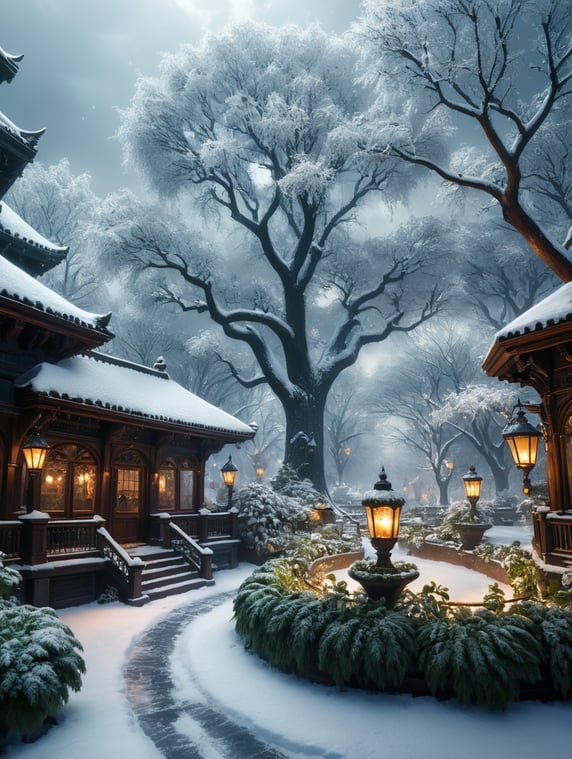 Which week blizzards sweep. You can't see the sky above the ground. Winter Garden, White flames enveloped. He's not up to spring now. Winter Garden, The trees are sleeping like a white dream. But they, like us, have colored dreams.