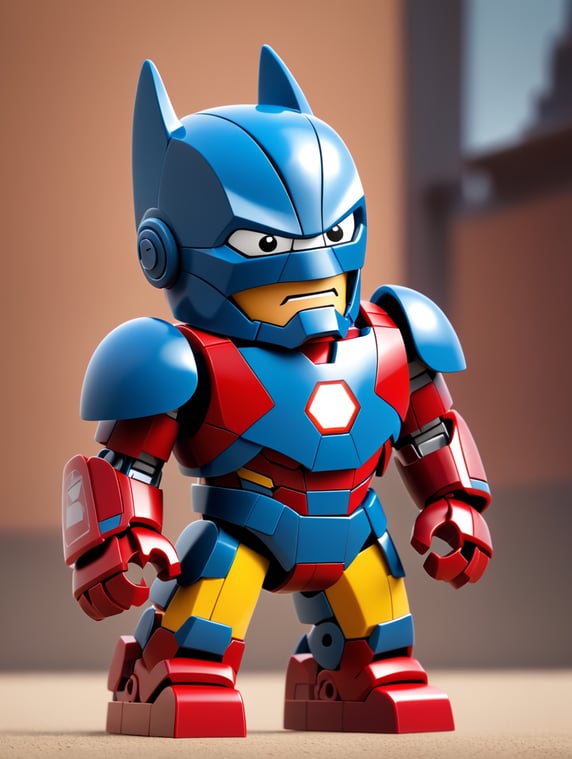 ironman and batman as a lego minifigure character.