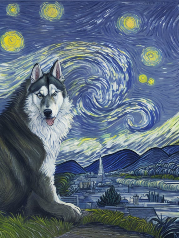 Husky in Van Gogh style