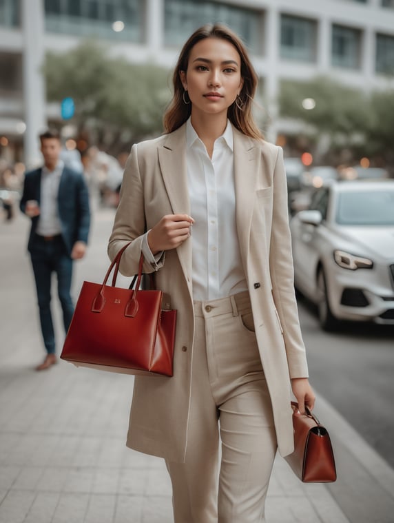 Remove bag in her left hand
