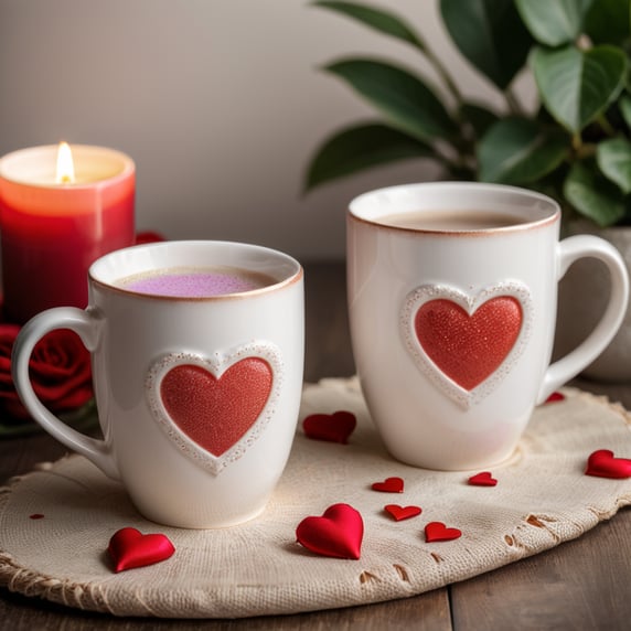 Valentine's Day two white mug