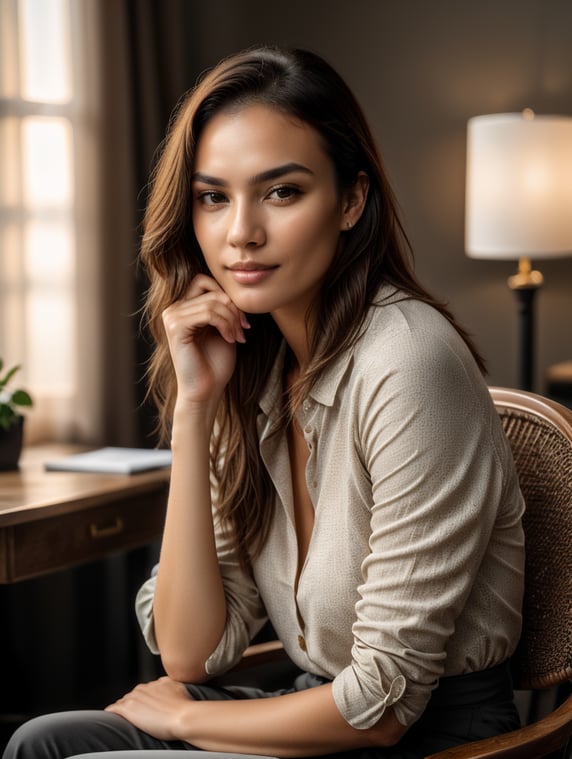 woman posing sitting on a chair
