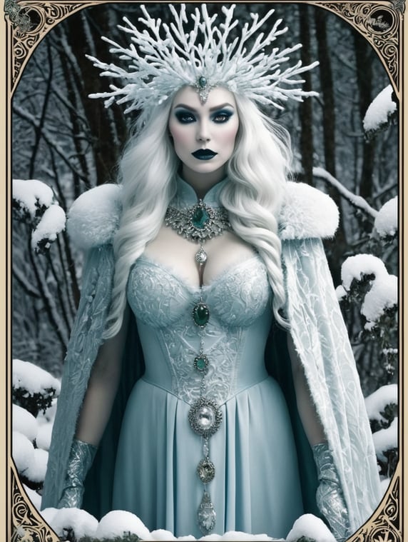 folk horror snow queen monster hirsute kudzu tarot card