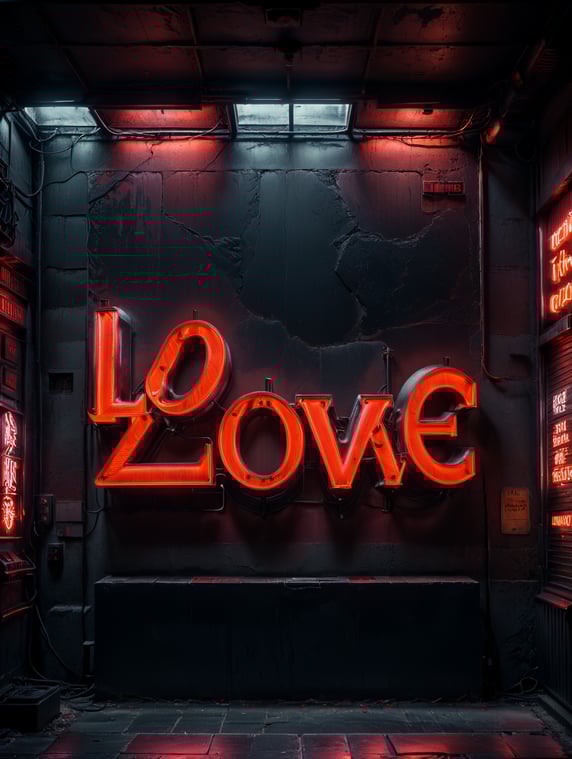 love neon sign, red color, neon